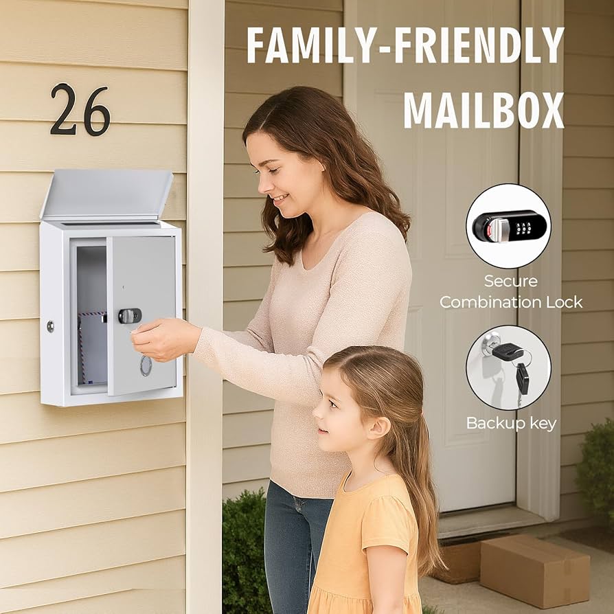 DiDiHere Mailbox with Combination & Key Unlock, Metal Mail